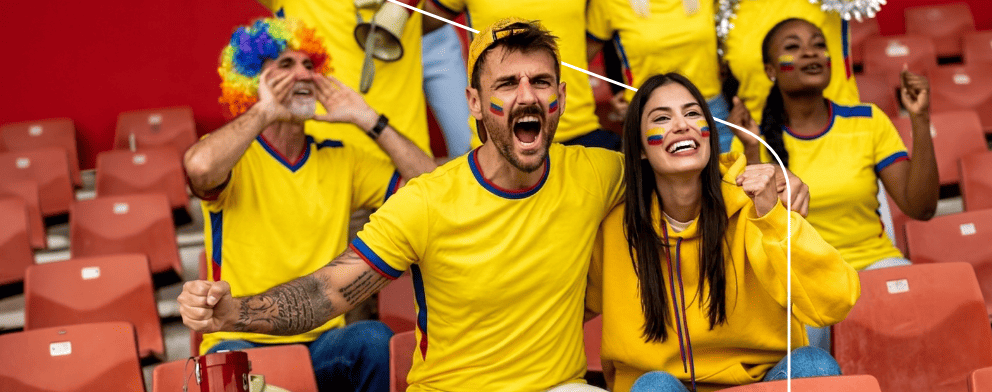 Canje Pareja de aficionados colombianos celebrando en el estadio