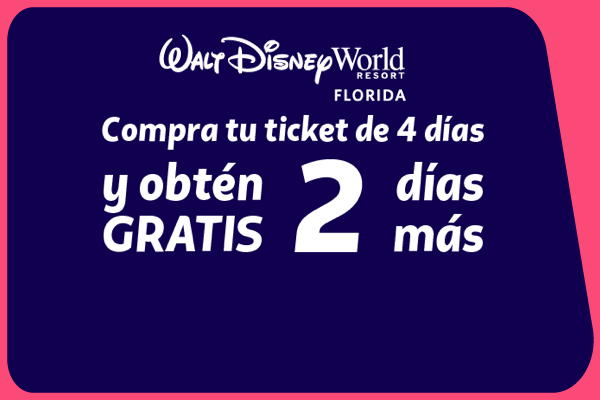 compra 5 días y te regalamos 2 a lo parques de disney