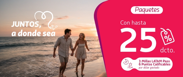 Compra tu paquete ahora y acumula 3 millas por dólar gastado