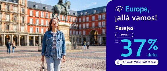 Es momento de comprar esos pasajes a Europa ✨ Aprovecha el 37% dcto. y planifica tu próxima aventura europea.