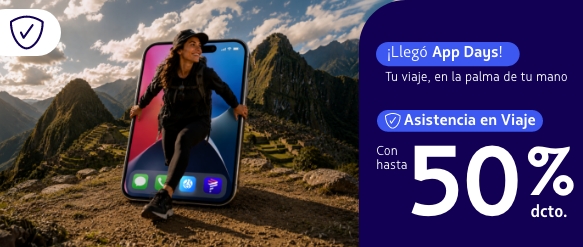 Hasta 50% dcto. Assist Card. Viaja con tu salud y equipaje cubiertos. Contrata hoy y acumula Millas LATAM Pass.