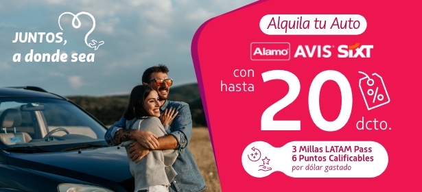 Encuentra autos para tu viaje al mejor precio en LATAM y acumula millas