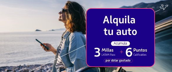 ¡Continúa tu viaje en carretera! Ten un auto esperando en tu próximo destino Elige viajar sumando millas y puntos calificables 
