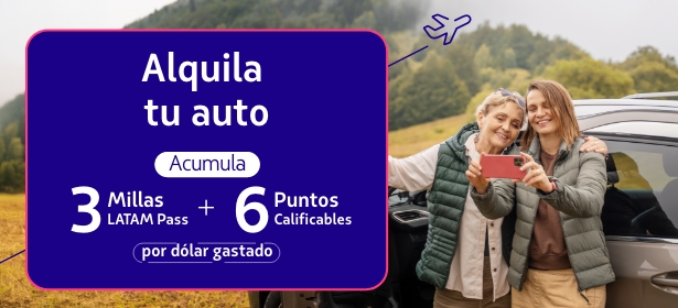 Encuentra autos para tu viaje al mejor precio en LATAM y acumula millas